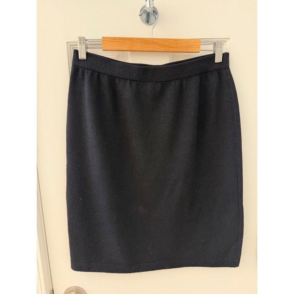 St. John Collection Santana Knit Pencil Skirt Black Size 10 Stretch Classic